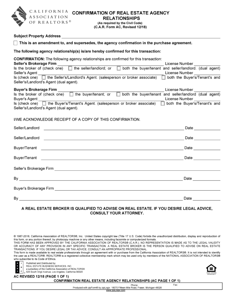 Free California Real Estate Listing Agreement Pdf Word