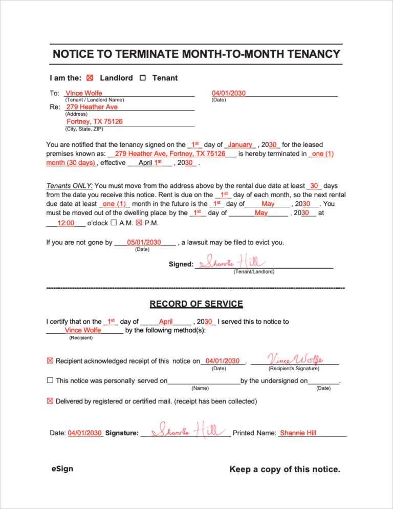 Free Lease Termination Letter Templates | 30-Day Notice to Quit - PDF ...