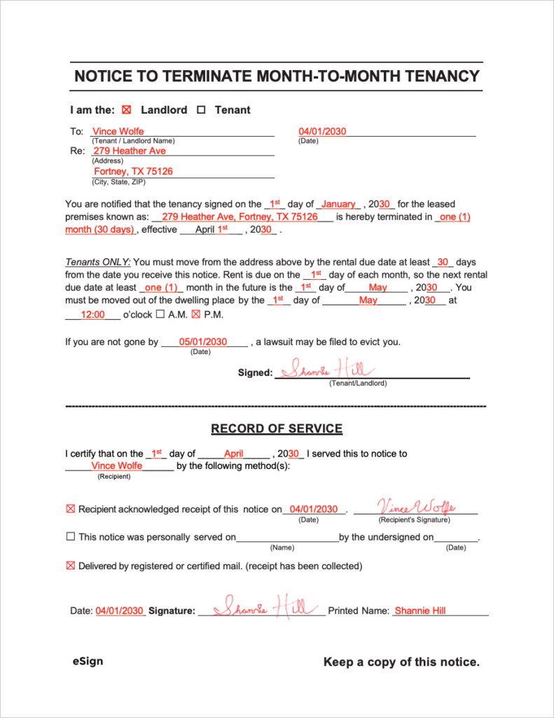 Free Lease Termination Letter Templates 30 Day Notice To Quit Pdf Word 0905