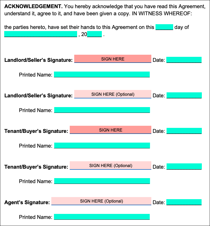 Free RenttoOwn (Lease Option) Agreement PDF Word