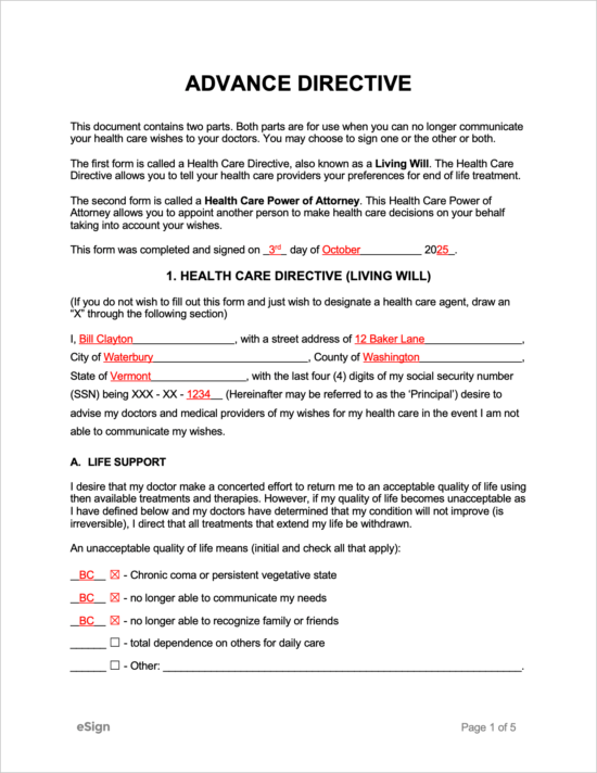 Free Advance Directive Forms PDF Word