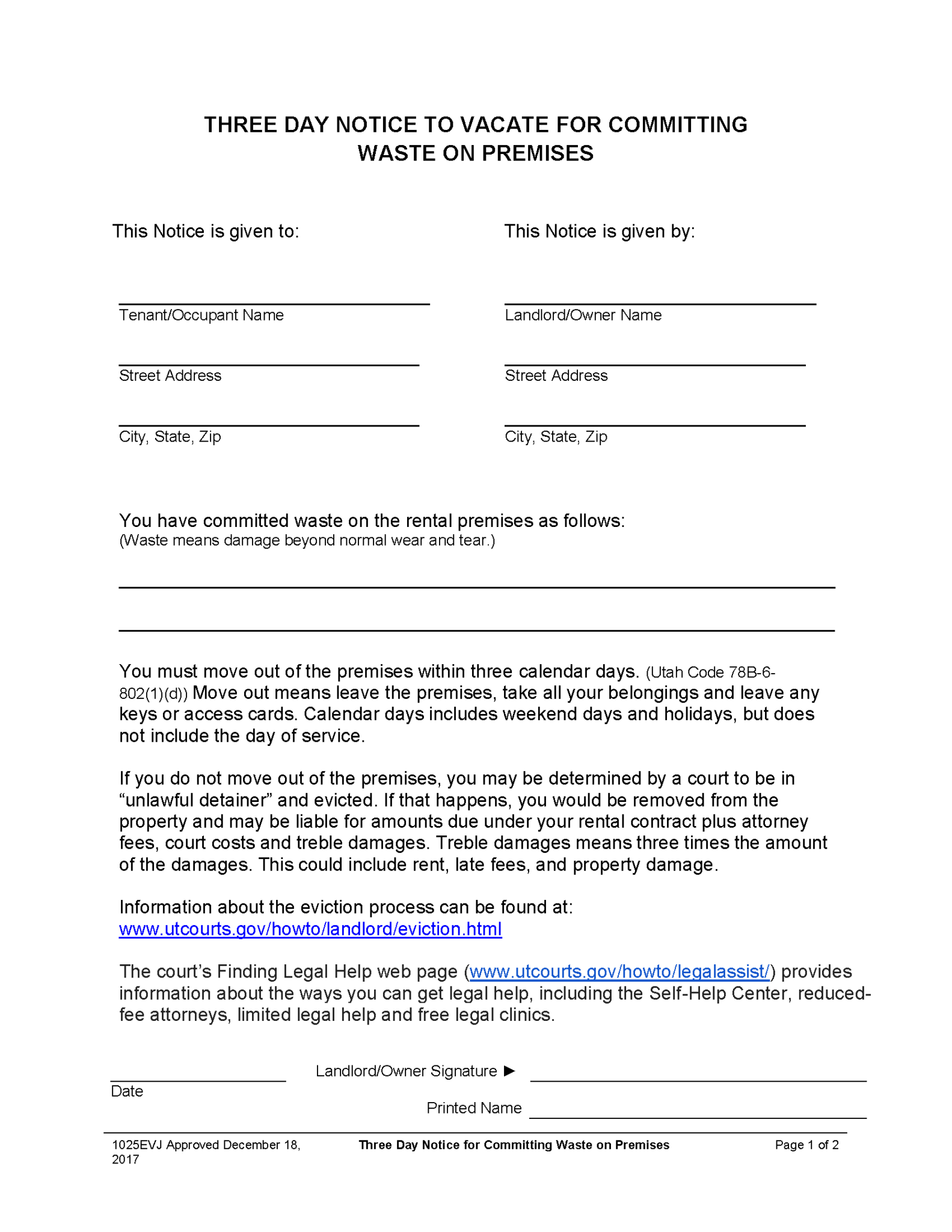 Free Utah Eviction Notice Template (11) | PDF | Word