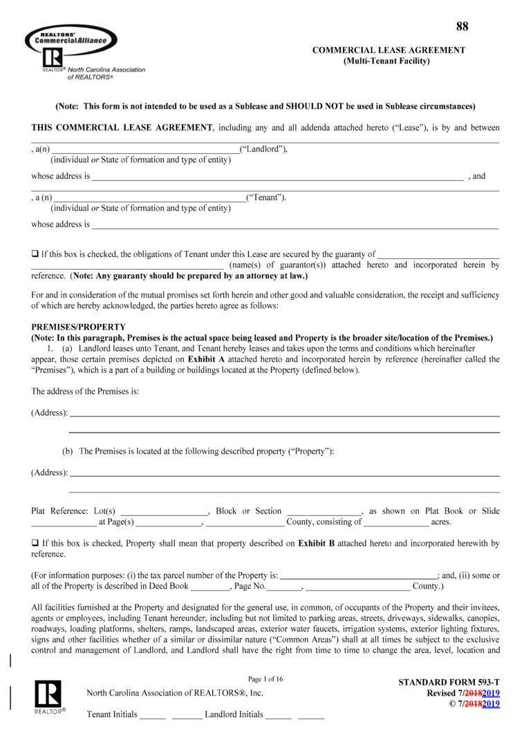 Free North Carolina Commercial Lease Agreement Template | PDF | Word