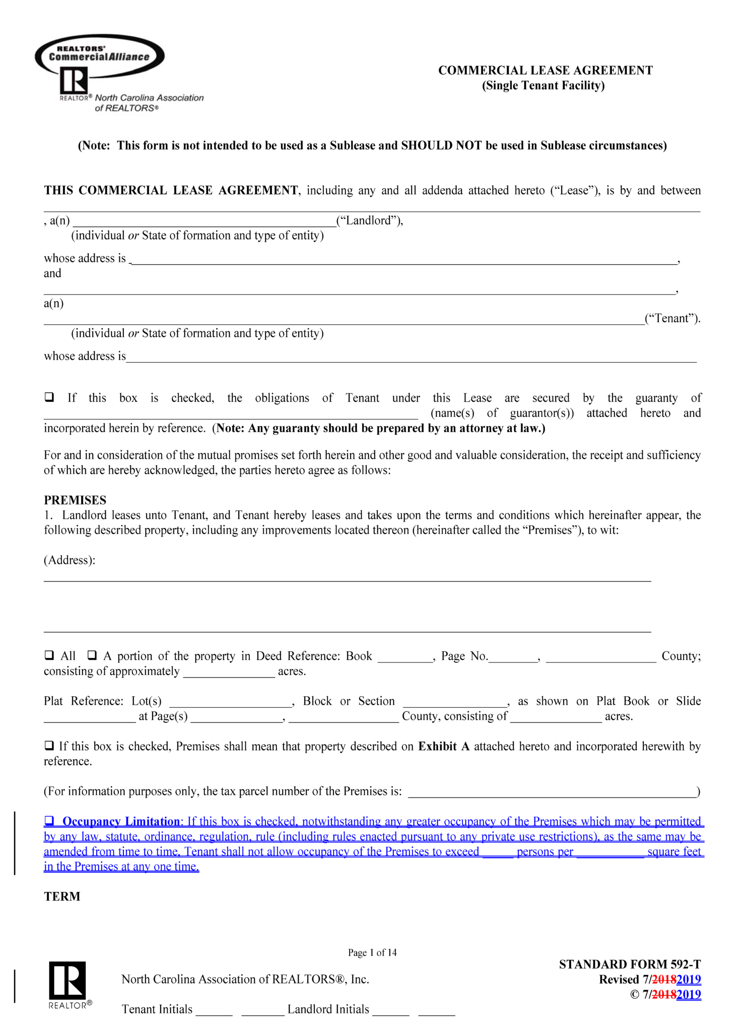 Free North Carolina Commercial Lease Agreement PDF Word