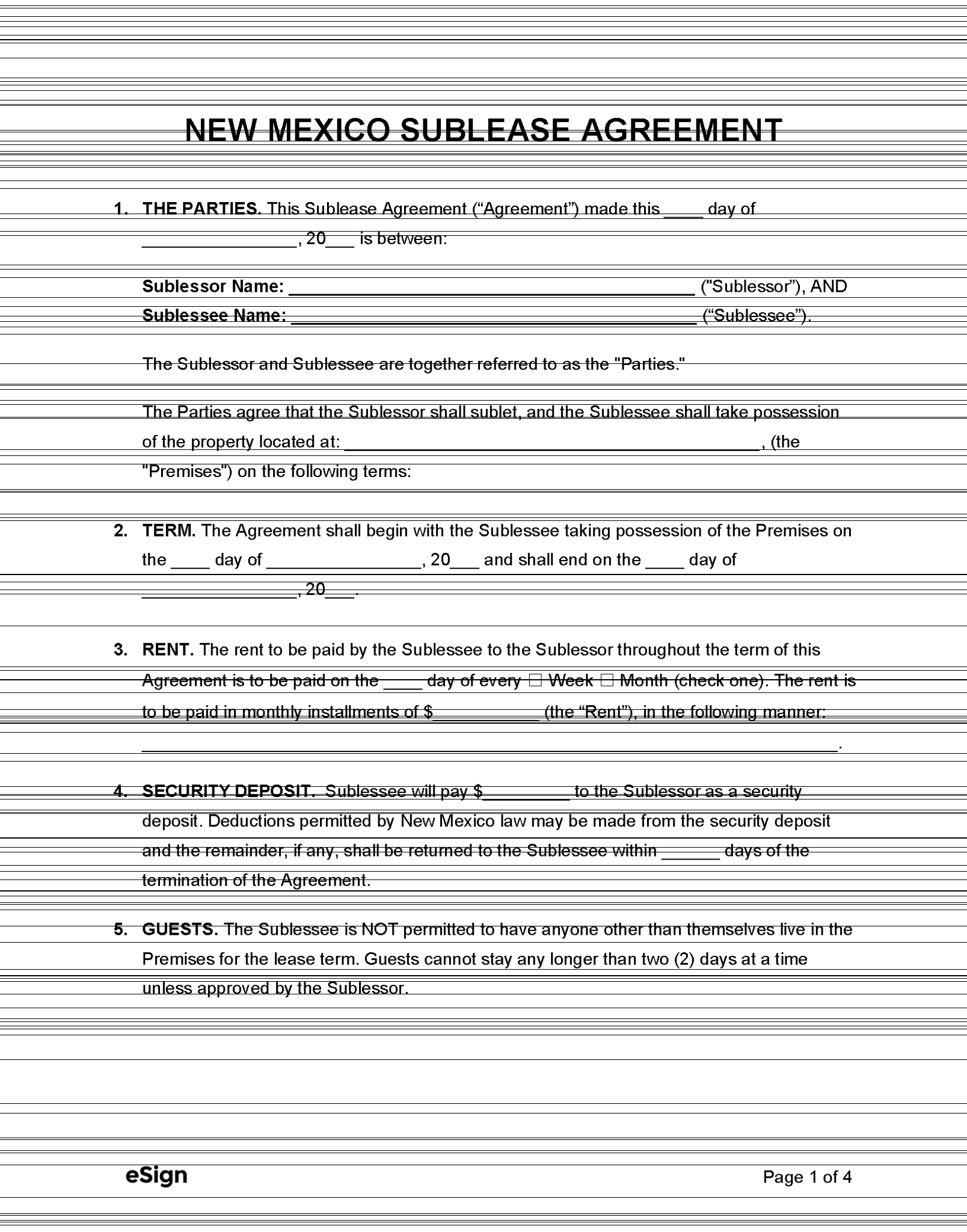 Free New Mexico Rental Lease Agreement Templates (6) PDF Word