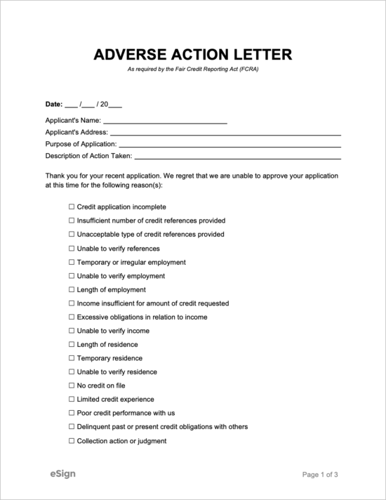Free Adverse Action Letters Fair Credit Reporting Act FCRA PDF Word Free Adverse Action Letters Fair Credit Reporting Act FCRA PDF Word