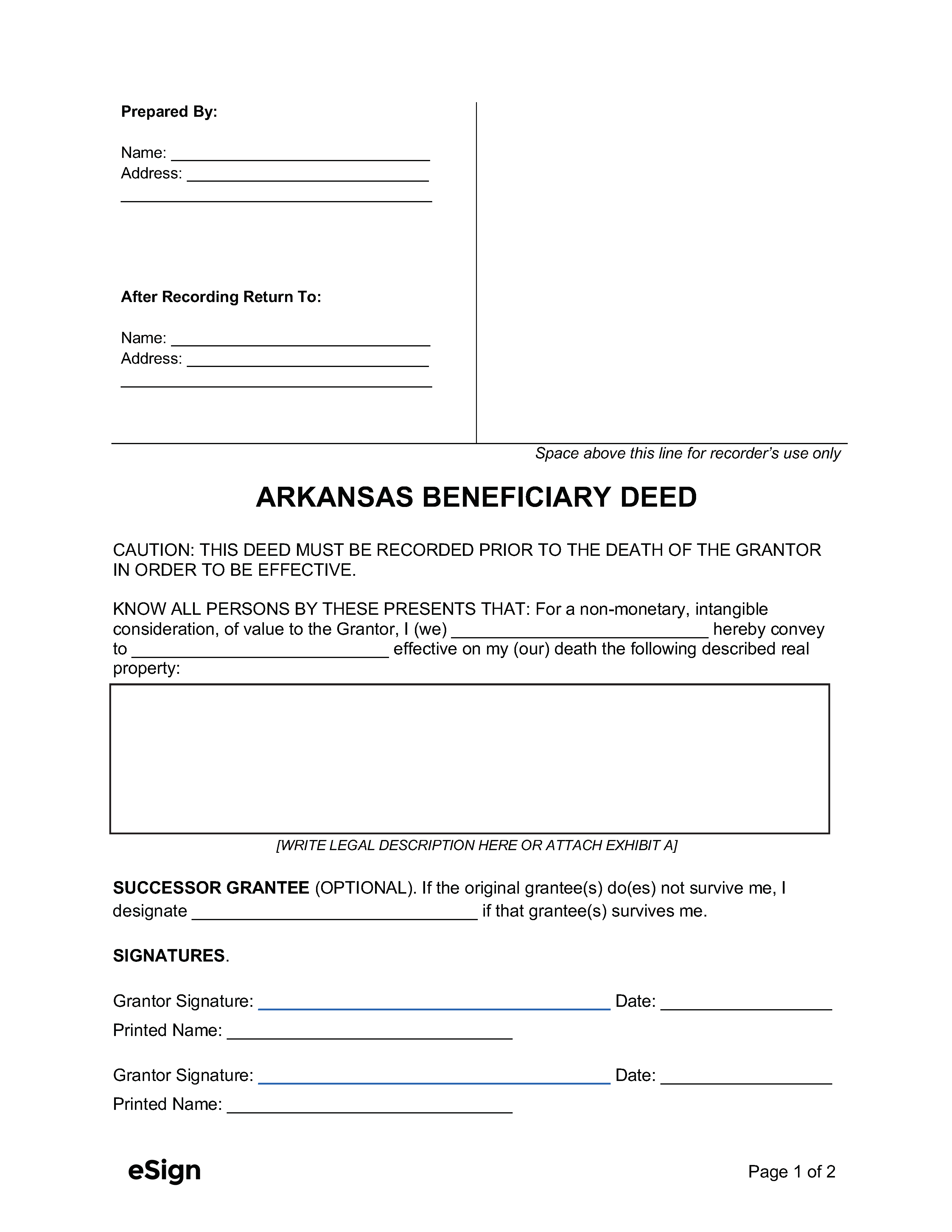 Free Arkansas Deed Forms PDF Word