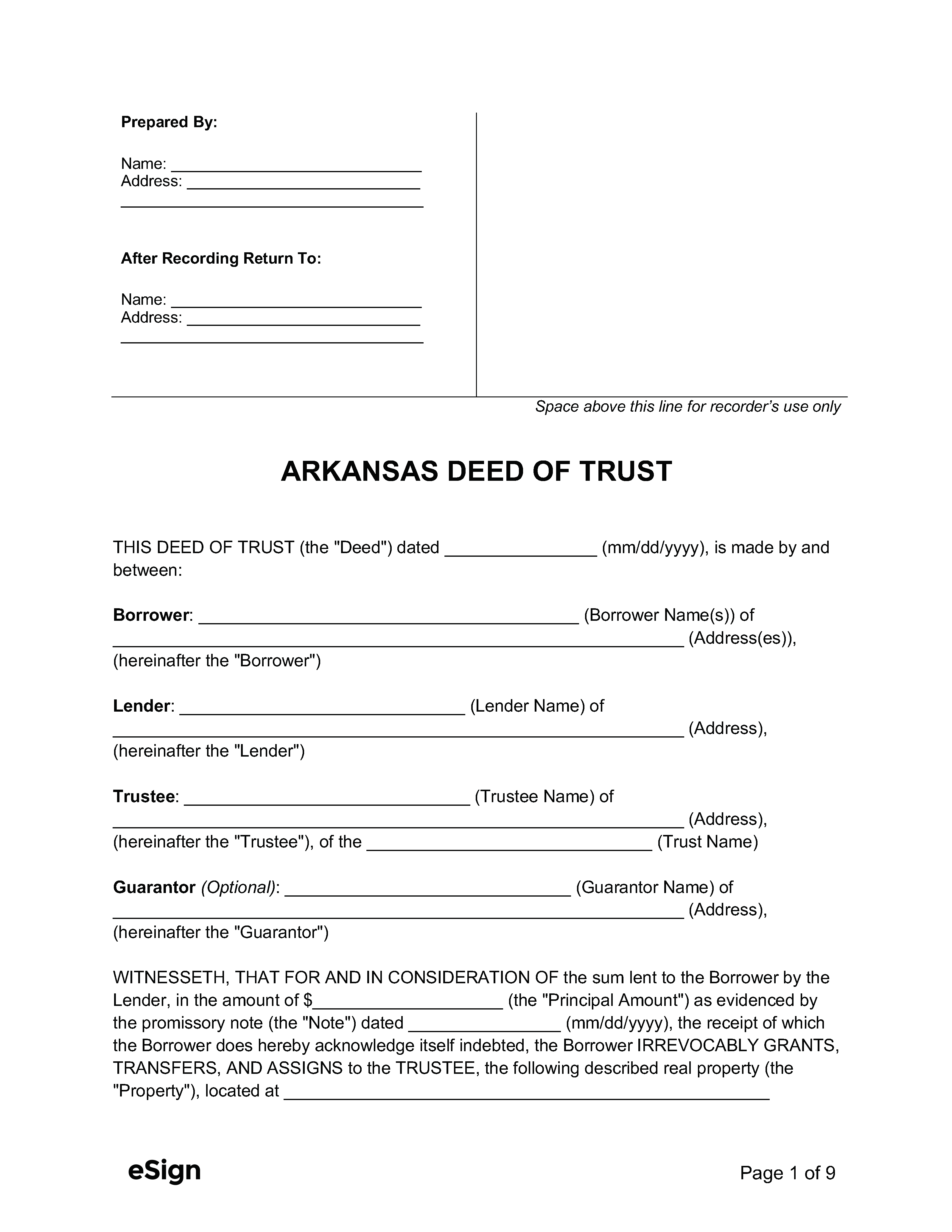 Free Arkansas Deed Forms 3177