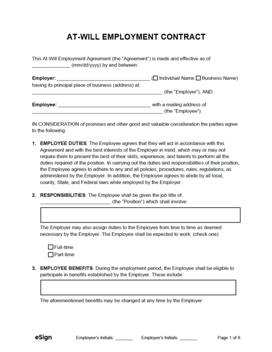 Free Employment Contract Templates (4) PDF Word