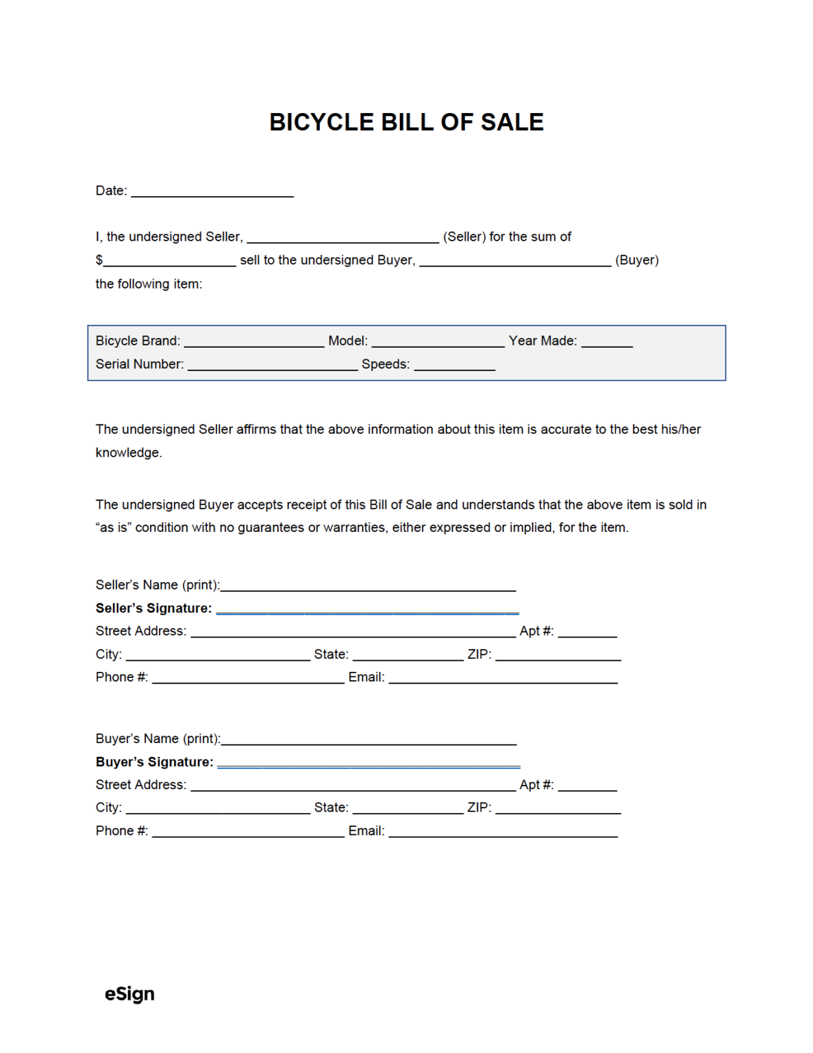 notarized bill of sale washington state