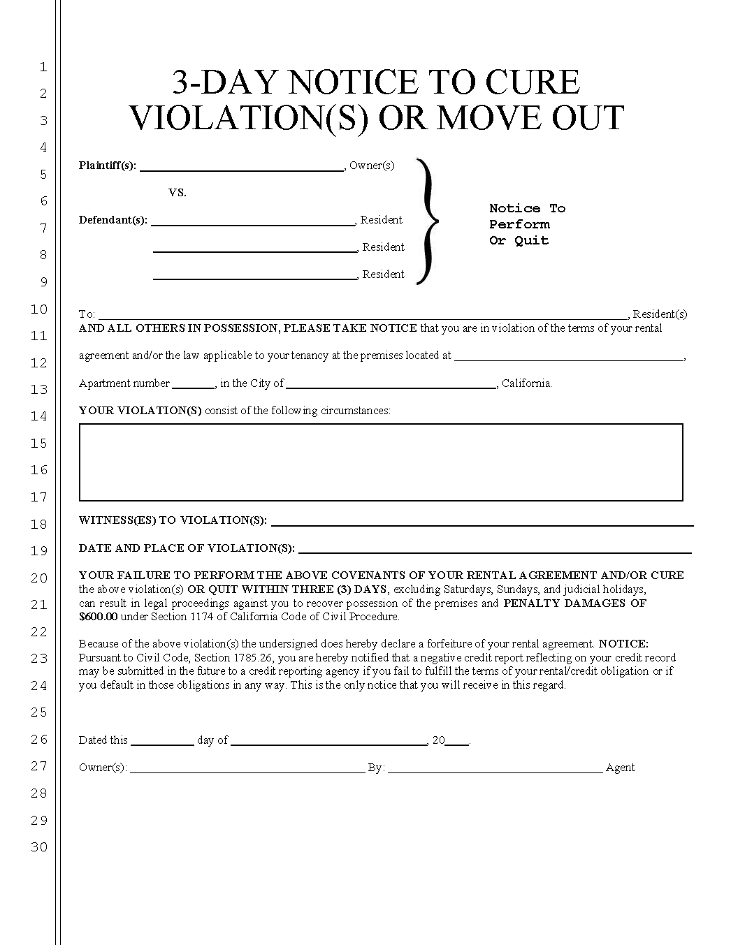 Free California Eviction Notice Templates (6) PDF Word