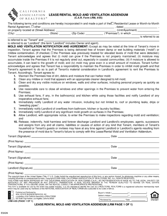 Free California Month to Month Lease Agreement PDF Word