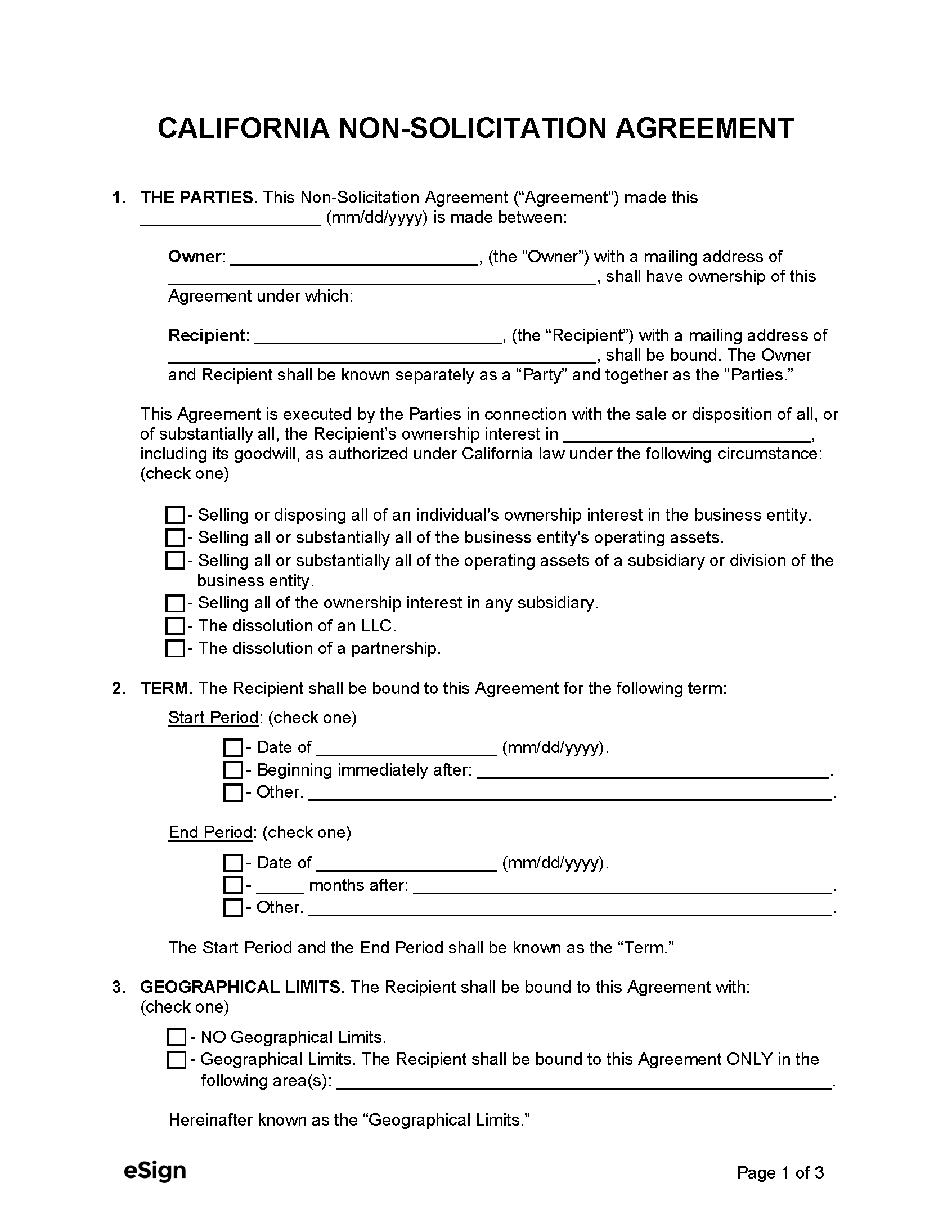 Free California Non Solicitation Agreement Template PDF Word   California Non Solicitation Agreement Template 