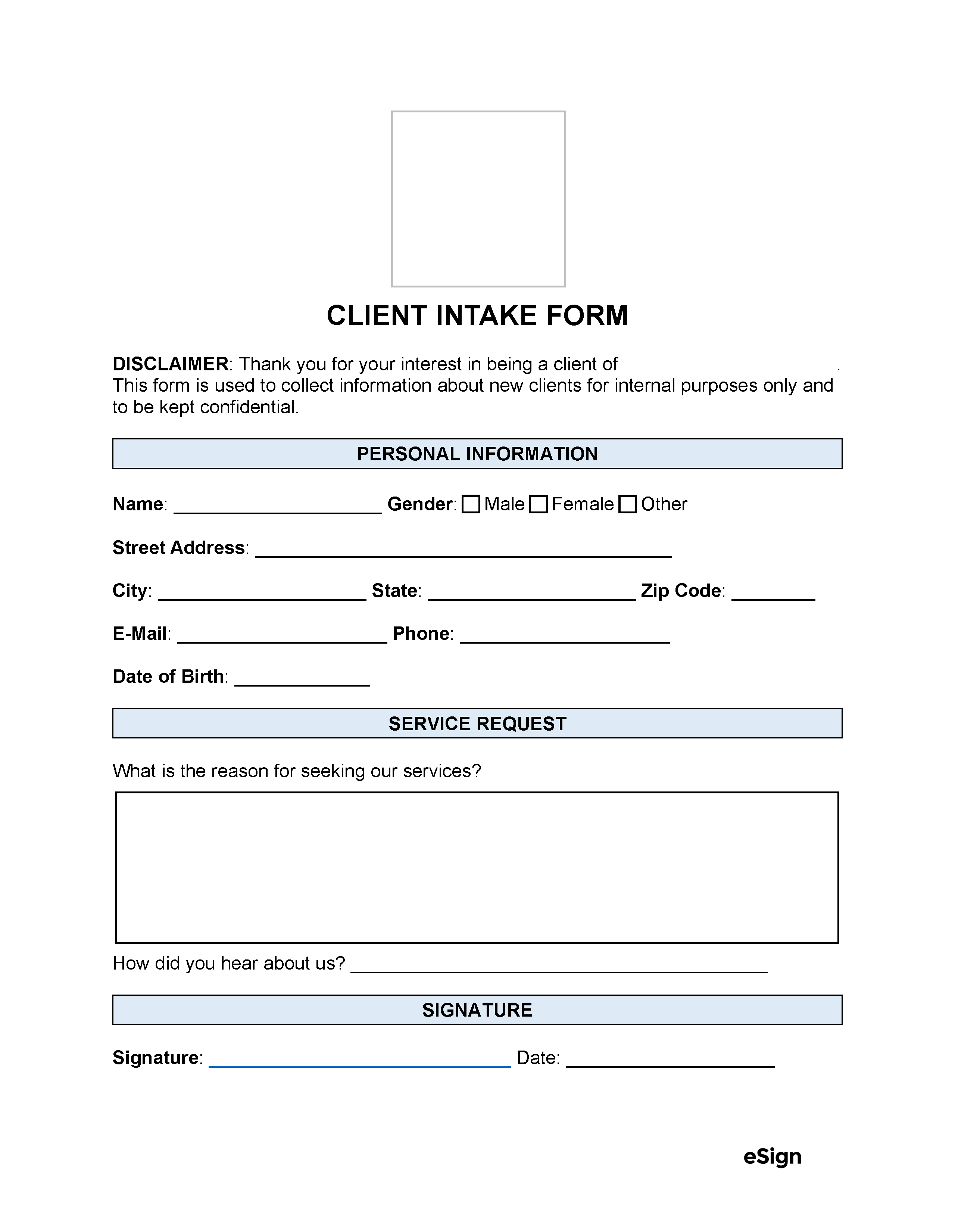 Free Client Intake Forms (35) PDF Word