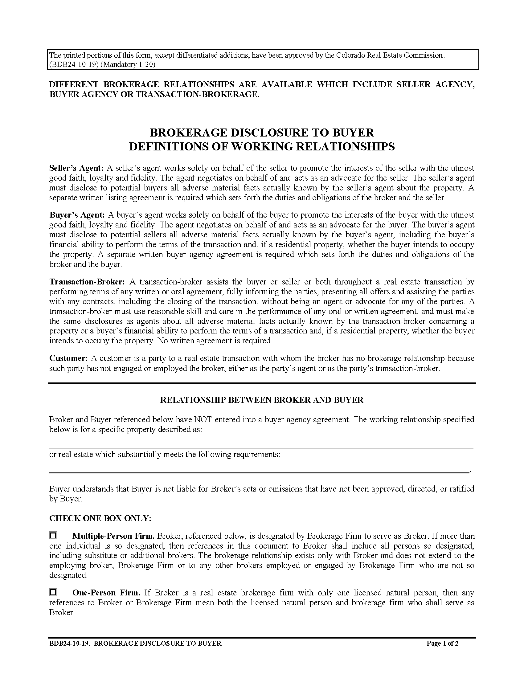 Free Colorado Real Estate Listing Agreement PDF Word