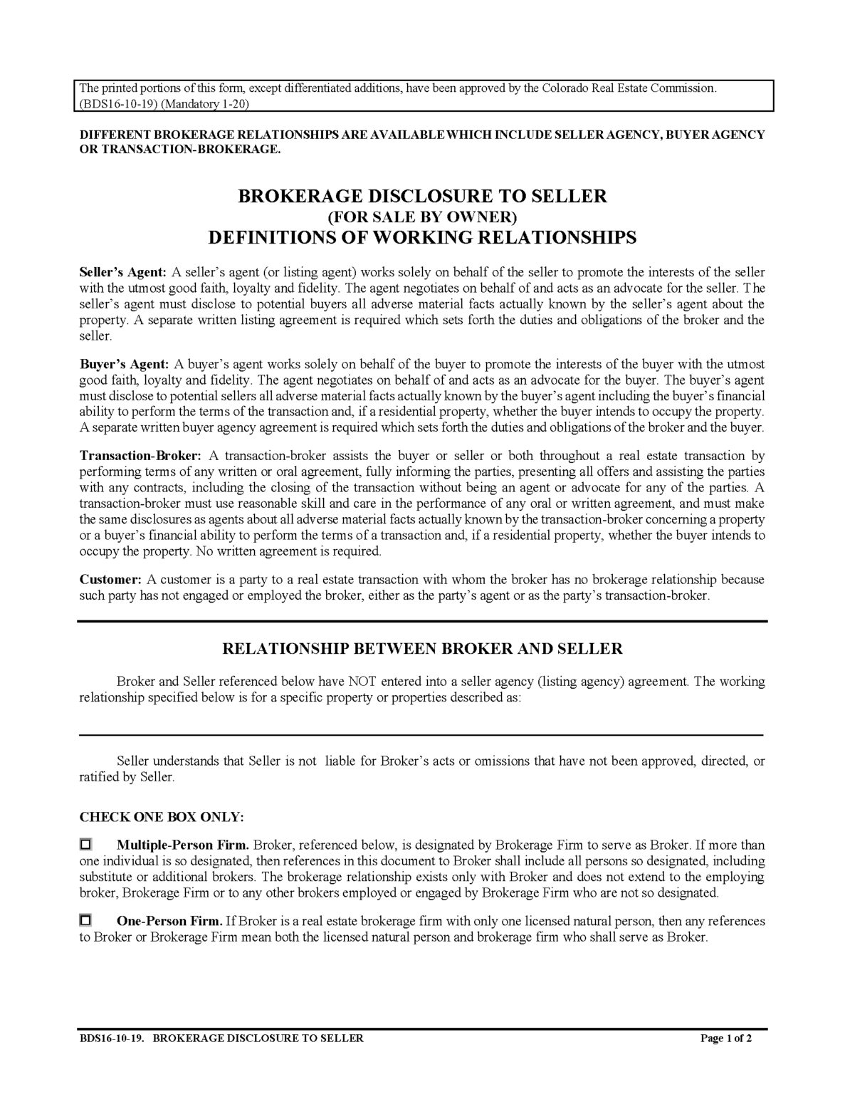 Free Colorado Real Estate Listing Agreement PDF Word