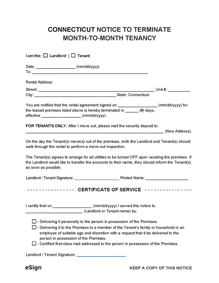 Free Connecticut Notice to Quit | Lease Termination Letter | PDF | Word