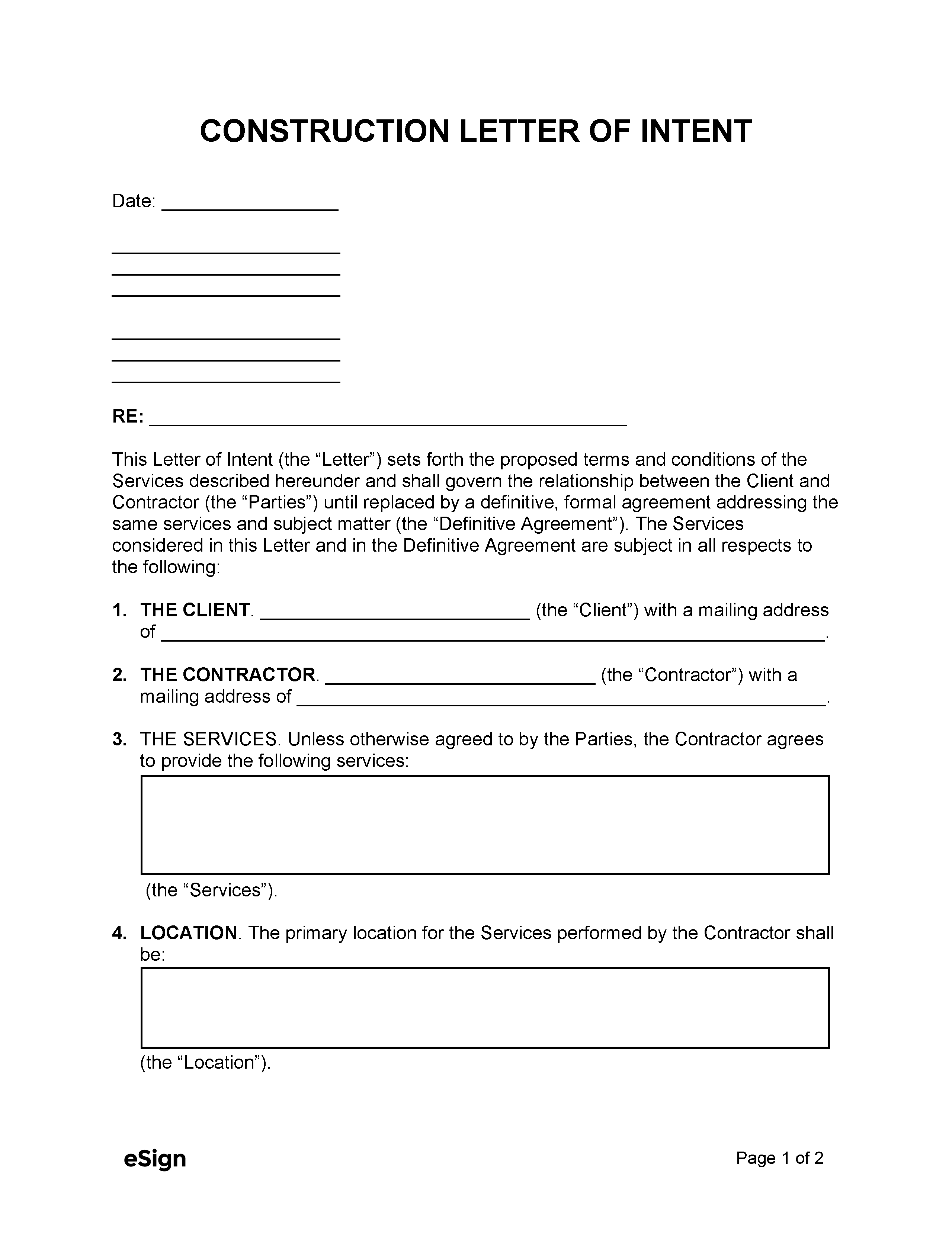 Disadvanes Of Letter Of Intent Construction Infoupdate