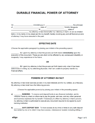 Free Durable Power Of Attorney Forms Pdf Word