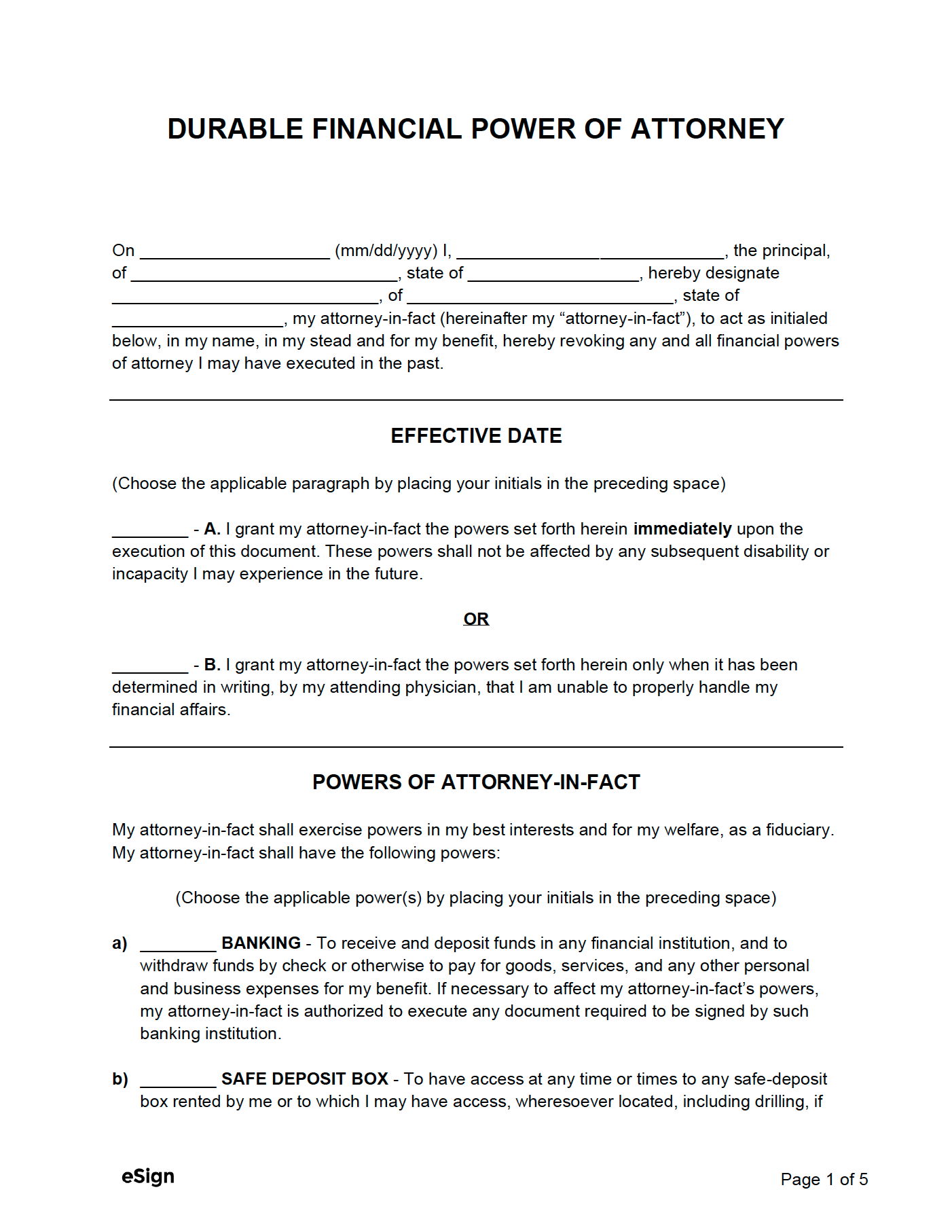 Free Durable Power of Attorney Forms - PDF  Word