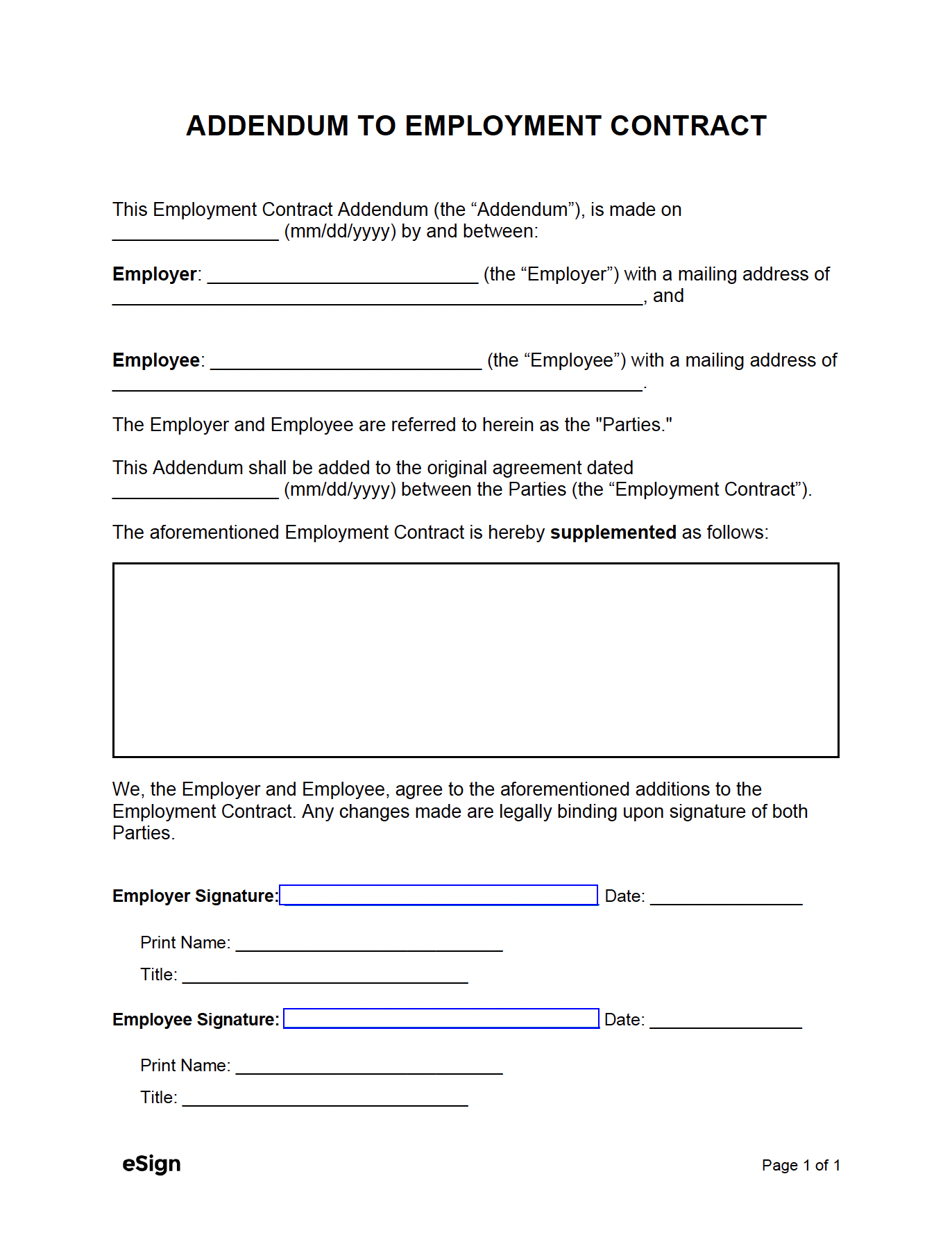 Simple Employment Agreement Template