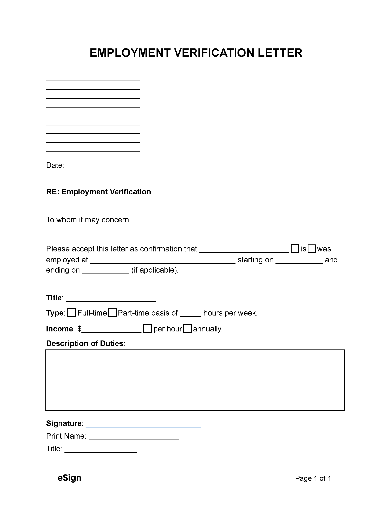 Free Employment Verification Letter | PDF | Word