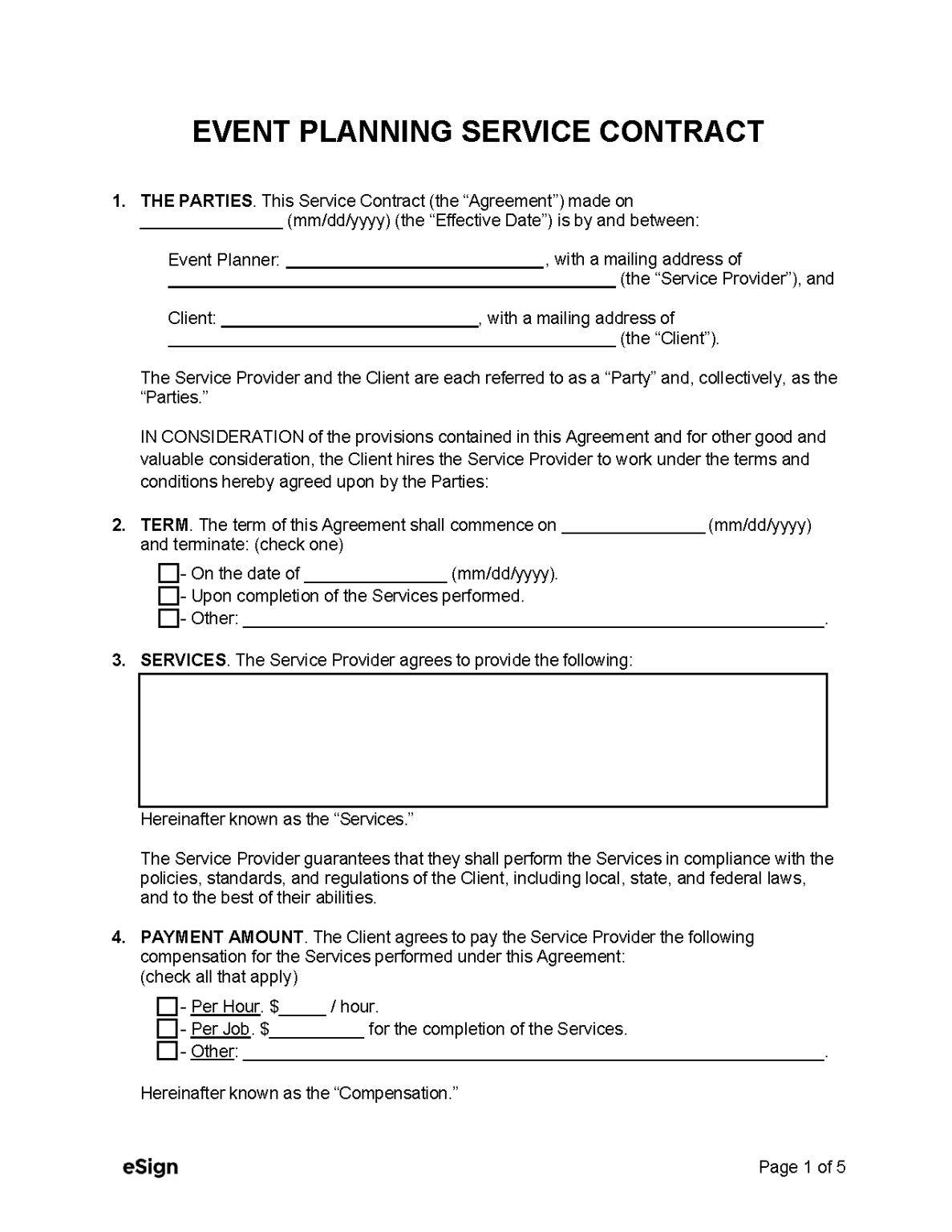 Free Event Planner Contract Template | PDF | Word