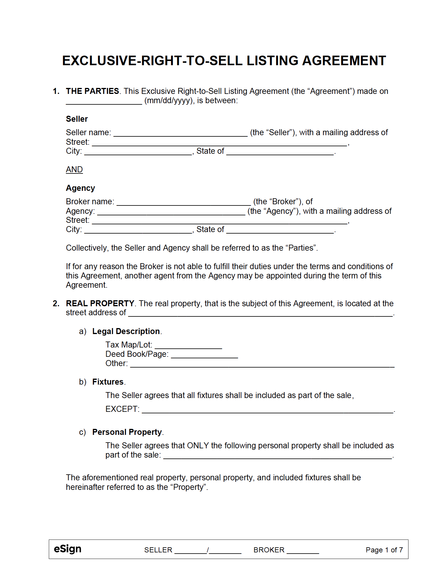 Free Real Estate Listing Agreement Template | PDF | Word