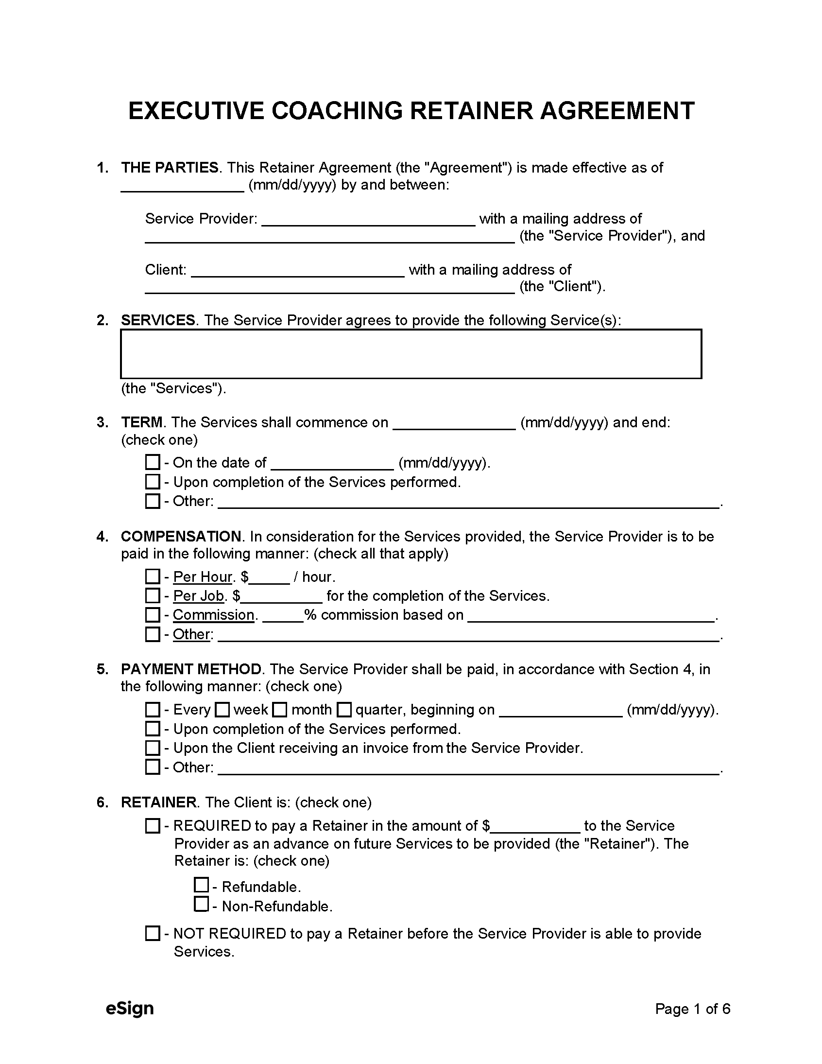 Free Retainer Agreement Template PDF Word