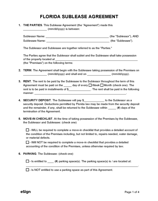 Free Florida Rental Lease Agreement Templates (7) PDF