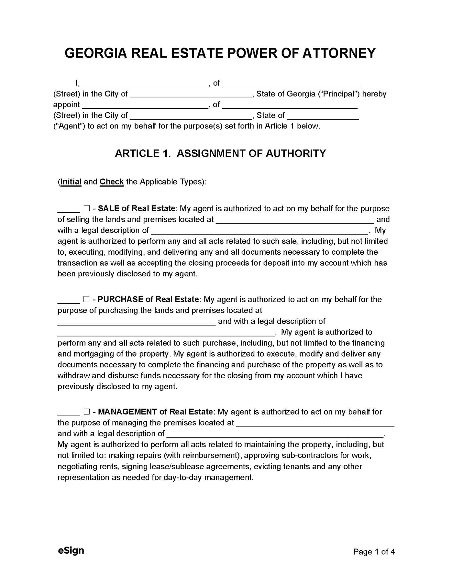 Free Real Estate Power of Attorney Form PDF Word