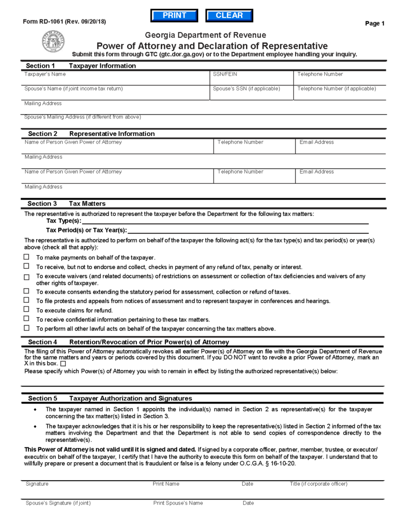 Free Georgia Power of Attorney Forms (8) | PDF