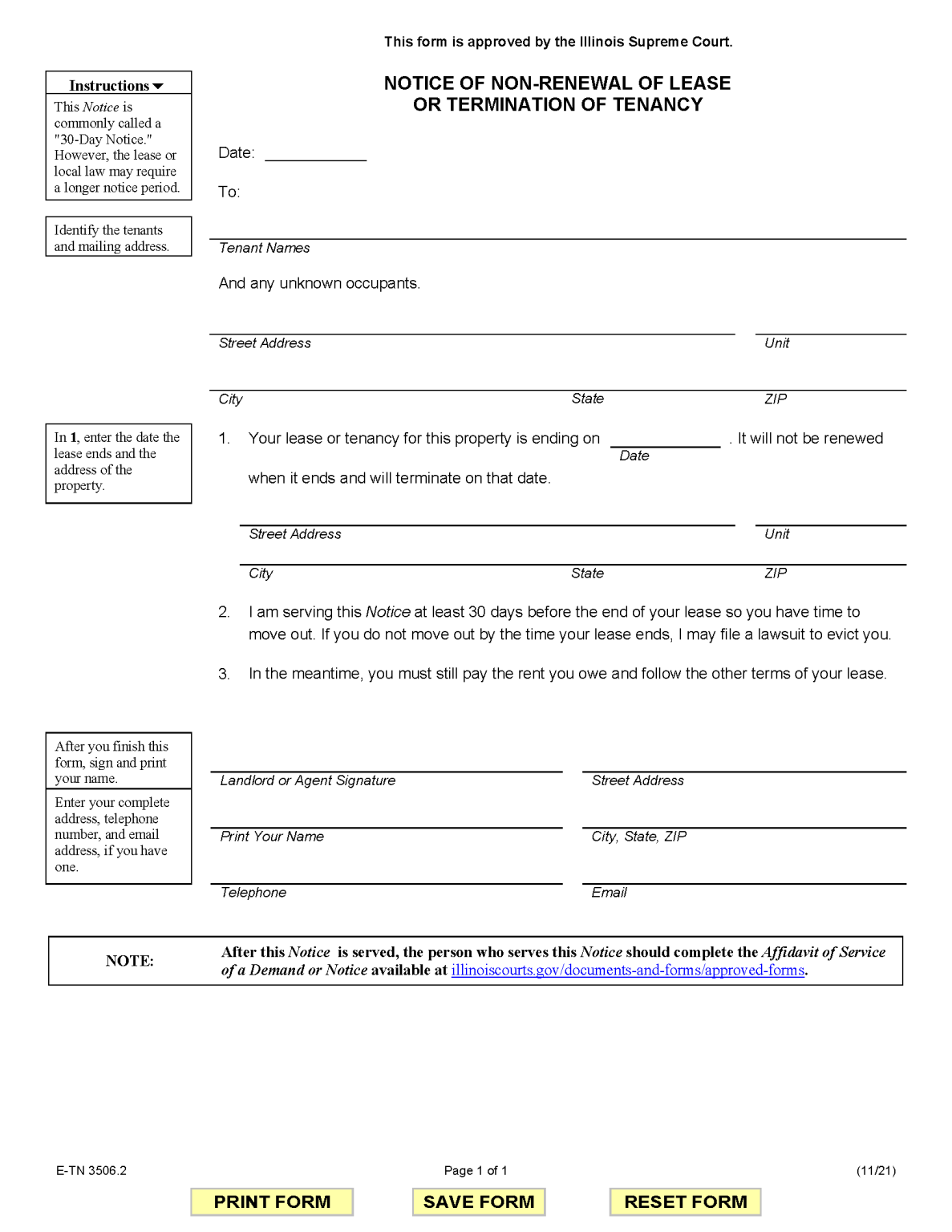 Free Illinois 30-Day Notice to Quit | Lease Termination Letter | PDF