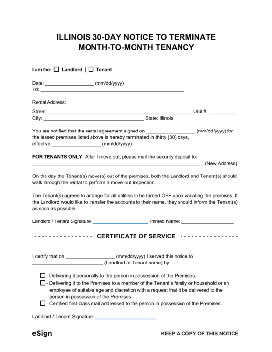 free illinois eviction notice templates laws pdf word