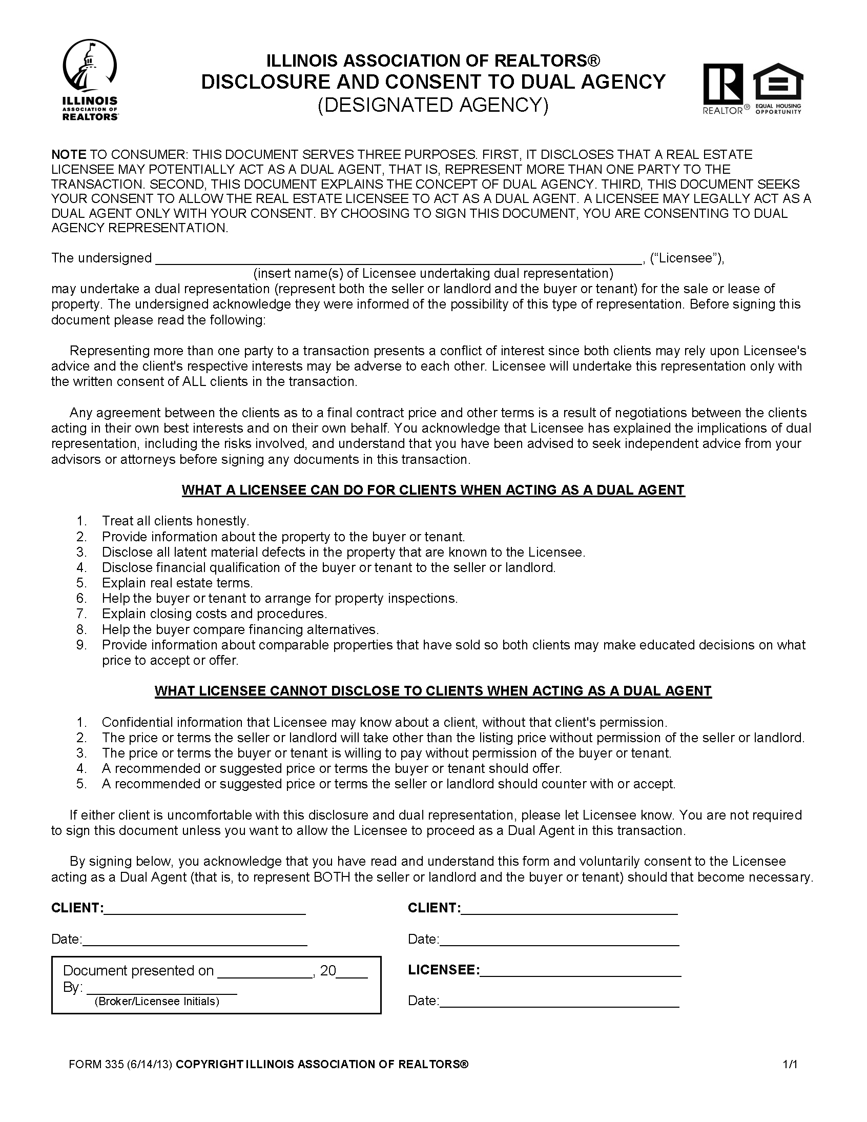 Free Illinois Real Estate Listing Agreement PDF Word