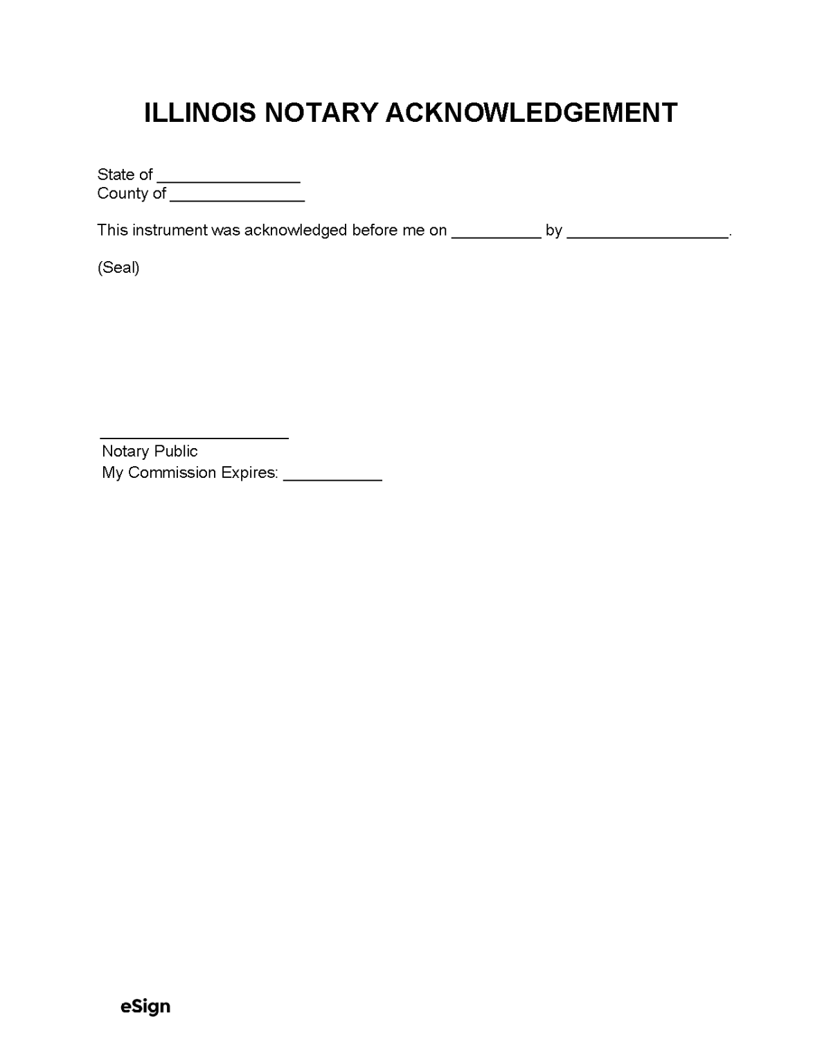 Free Illinois Notary Acknowledgment Form PDF Word