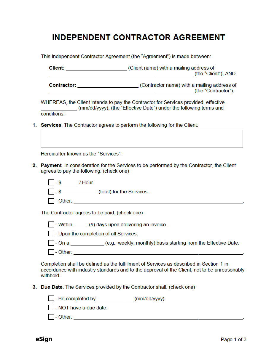 Free Independent Contractor Agreement Templates 8 Pdf Word