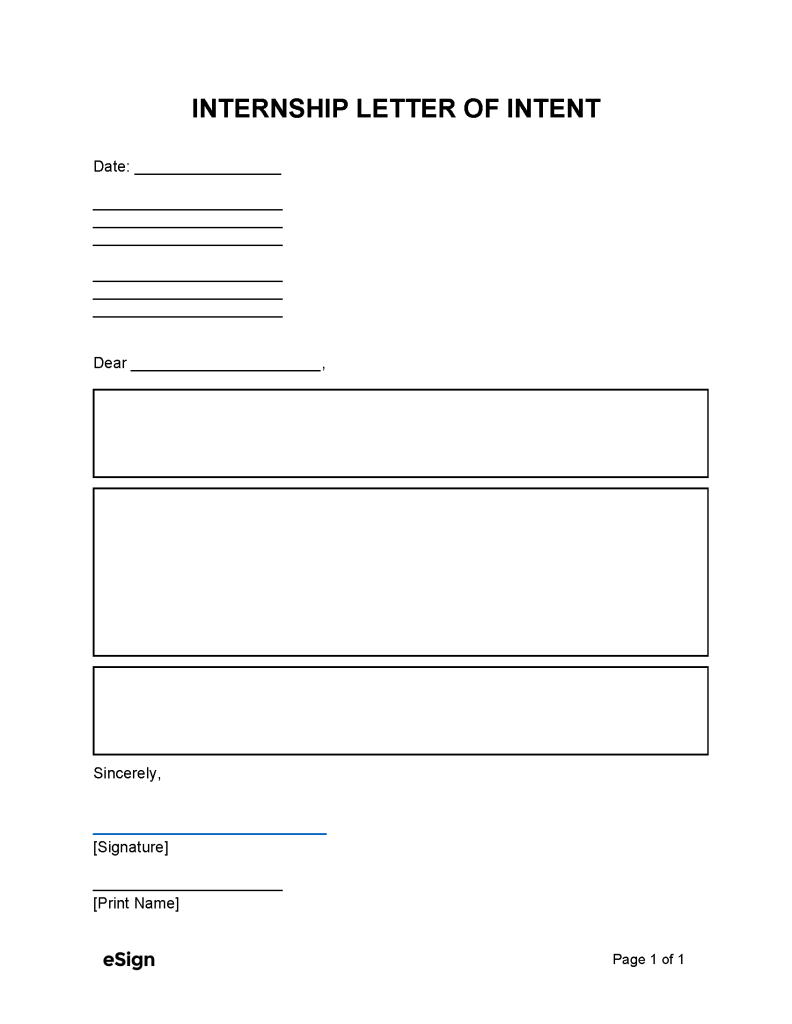 Free Letter of Intent for Internship | PDF | Word