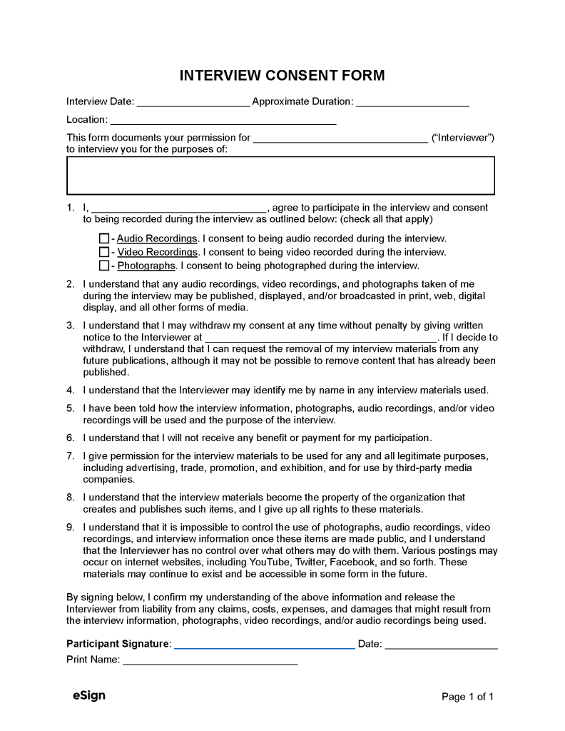 Sample Consent Form For Interview