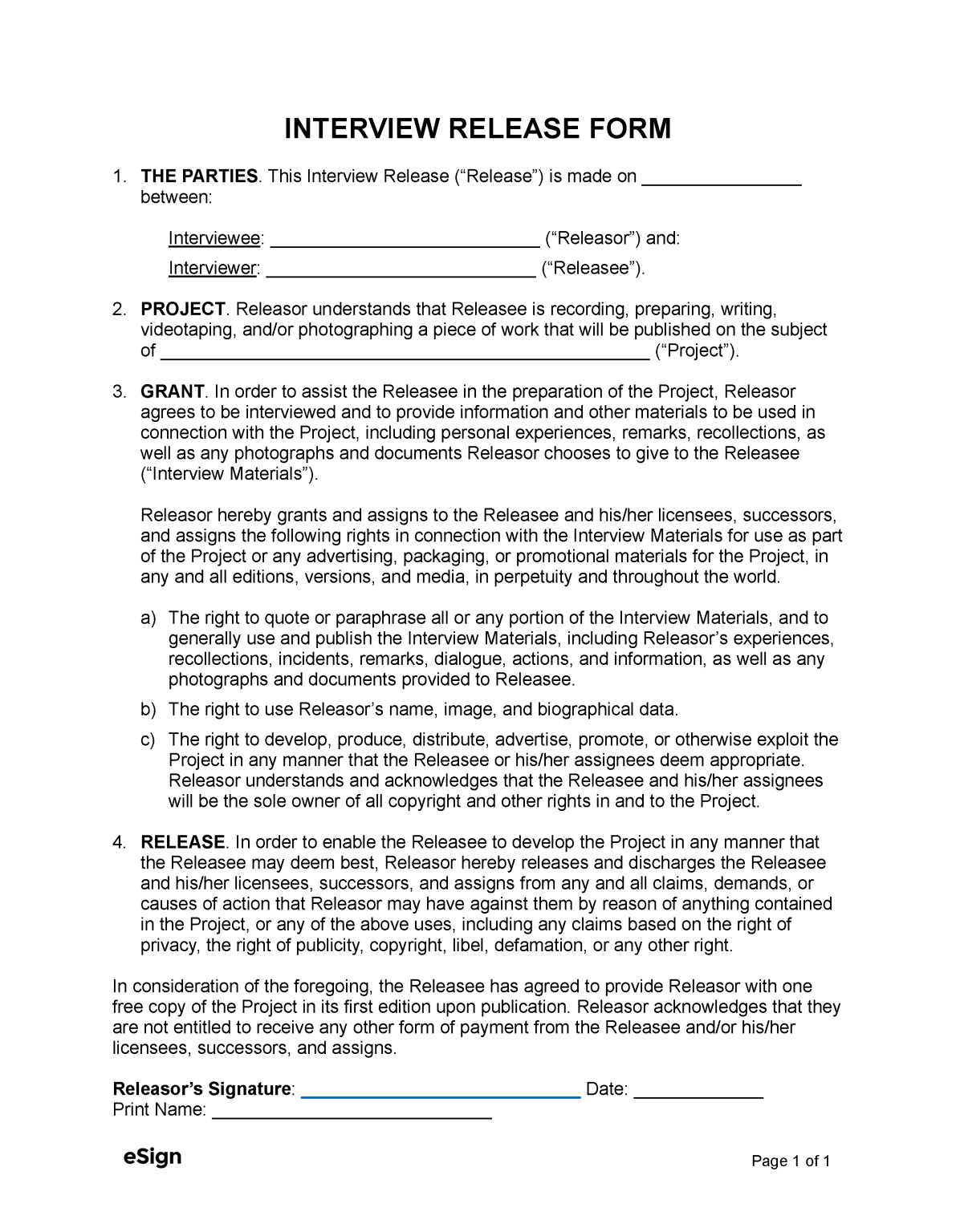 Free Interview Consent Form | PDF | Word