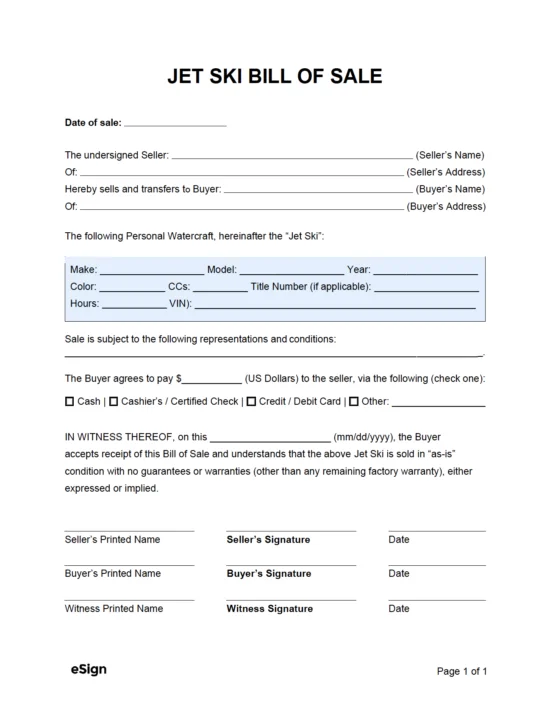 free bill of sale forms pdf word
