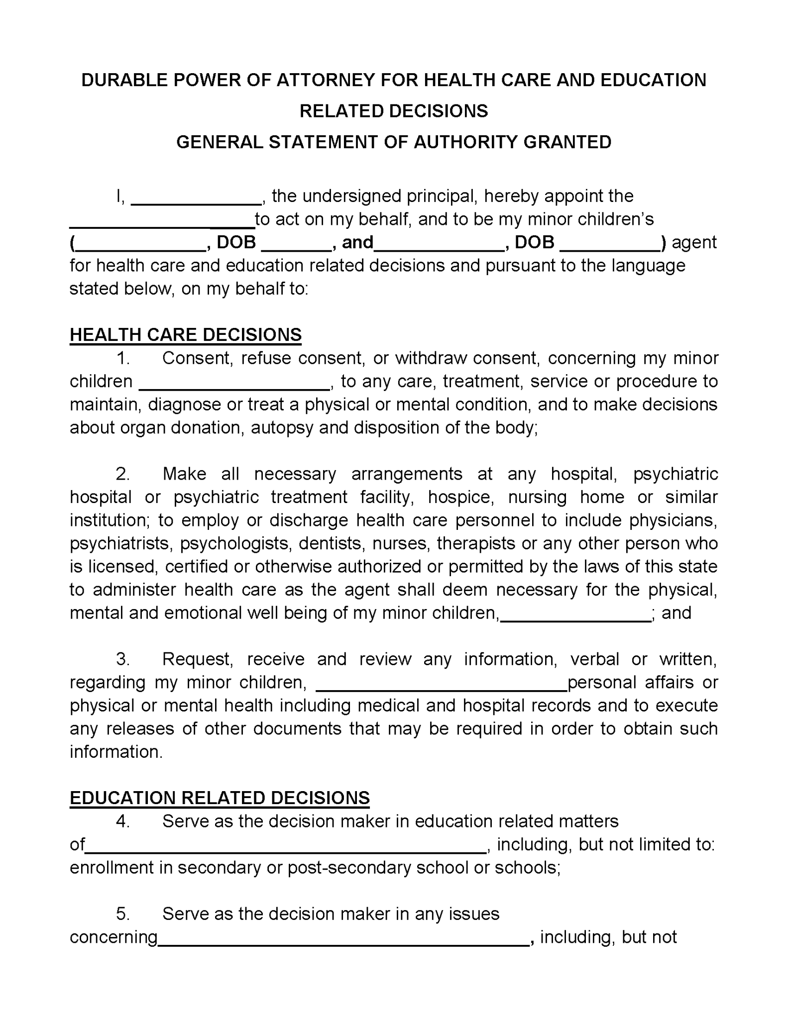 Free Kansas Minor Child Power Of Attorney Form PDF free-kansas-minor-child-power-of-attorney-form-pdf