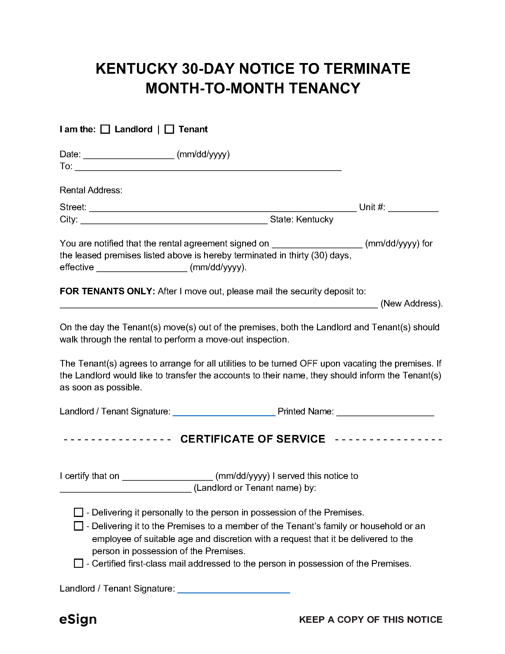 30 Day Notice Letter To Tenant To Move Out Pdf