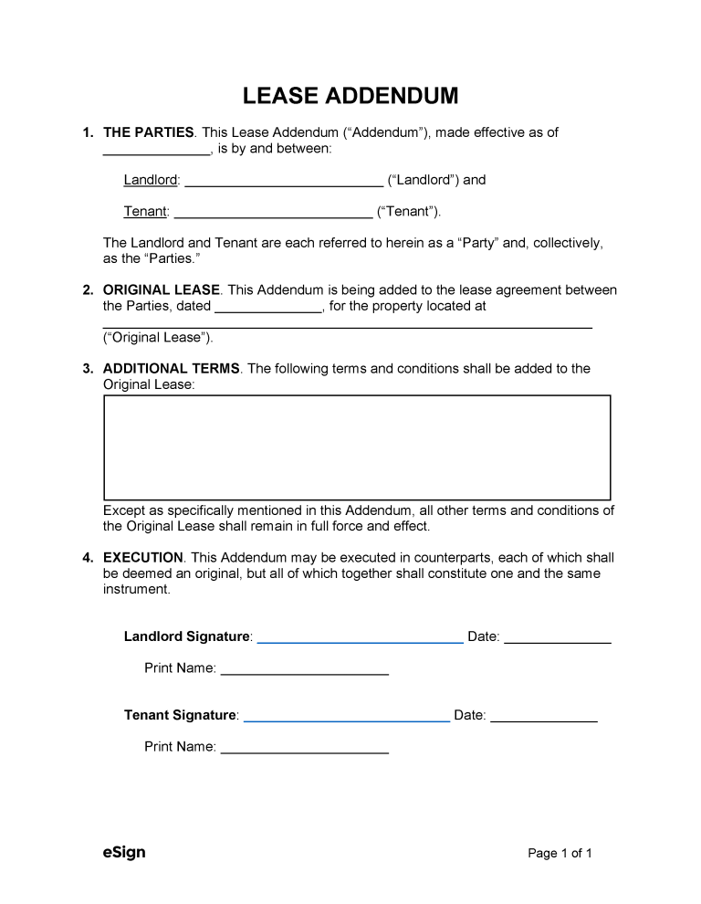 Free Lease Amendment Forms (10) PDF Word