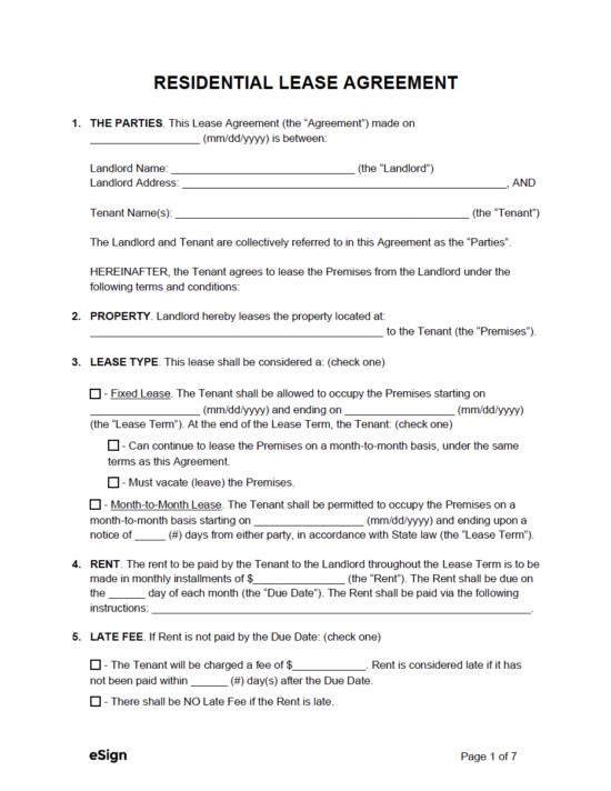 Free Rental Lease Agreement Templates (13) - Residential & Commercial ...