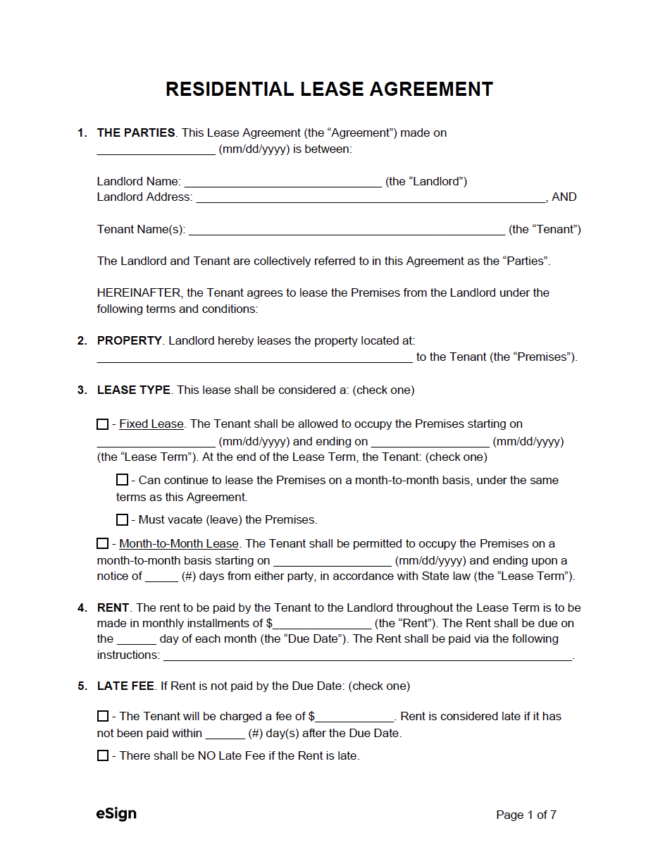 Free Rental Lease Agreement Templates (11) Residential & Commercial