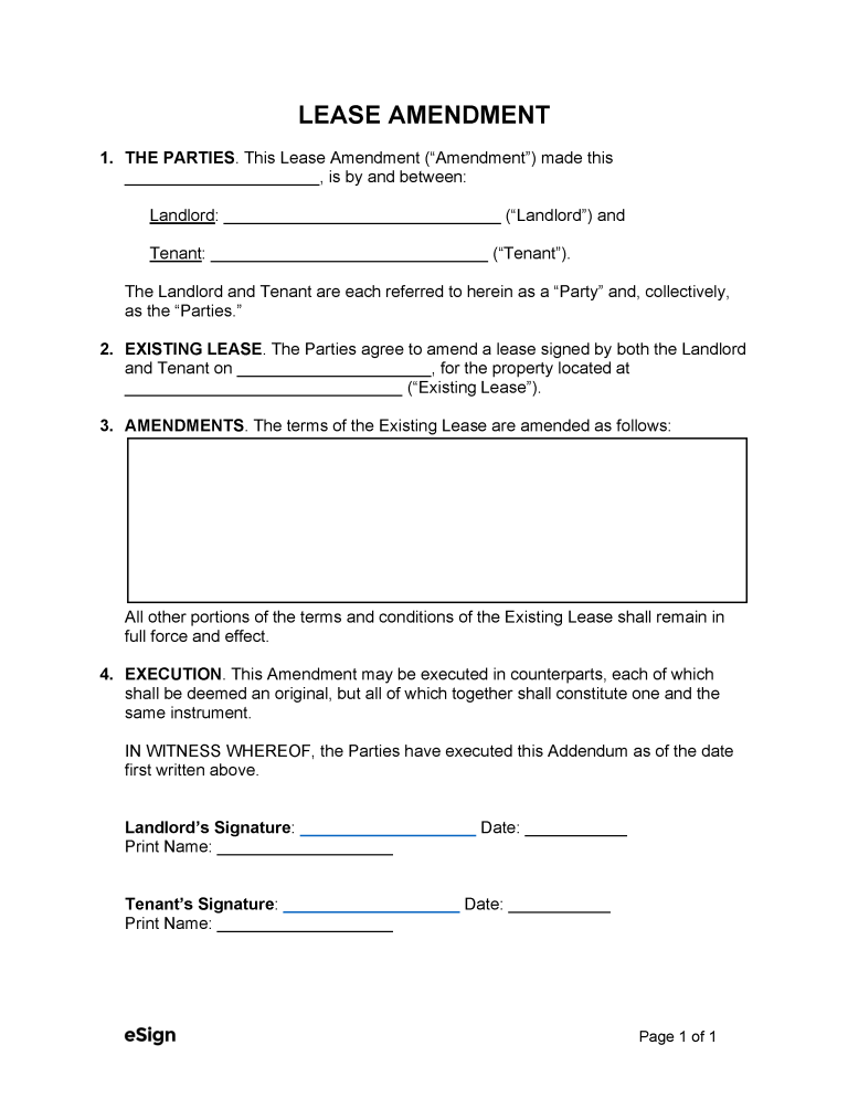 Free Lease Amendment Forms (10) | PDF | Word