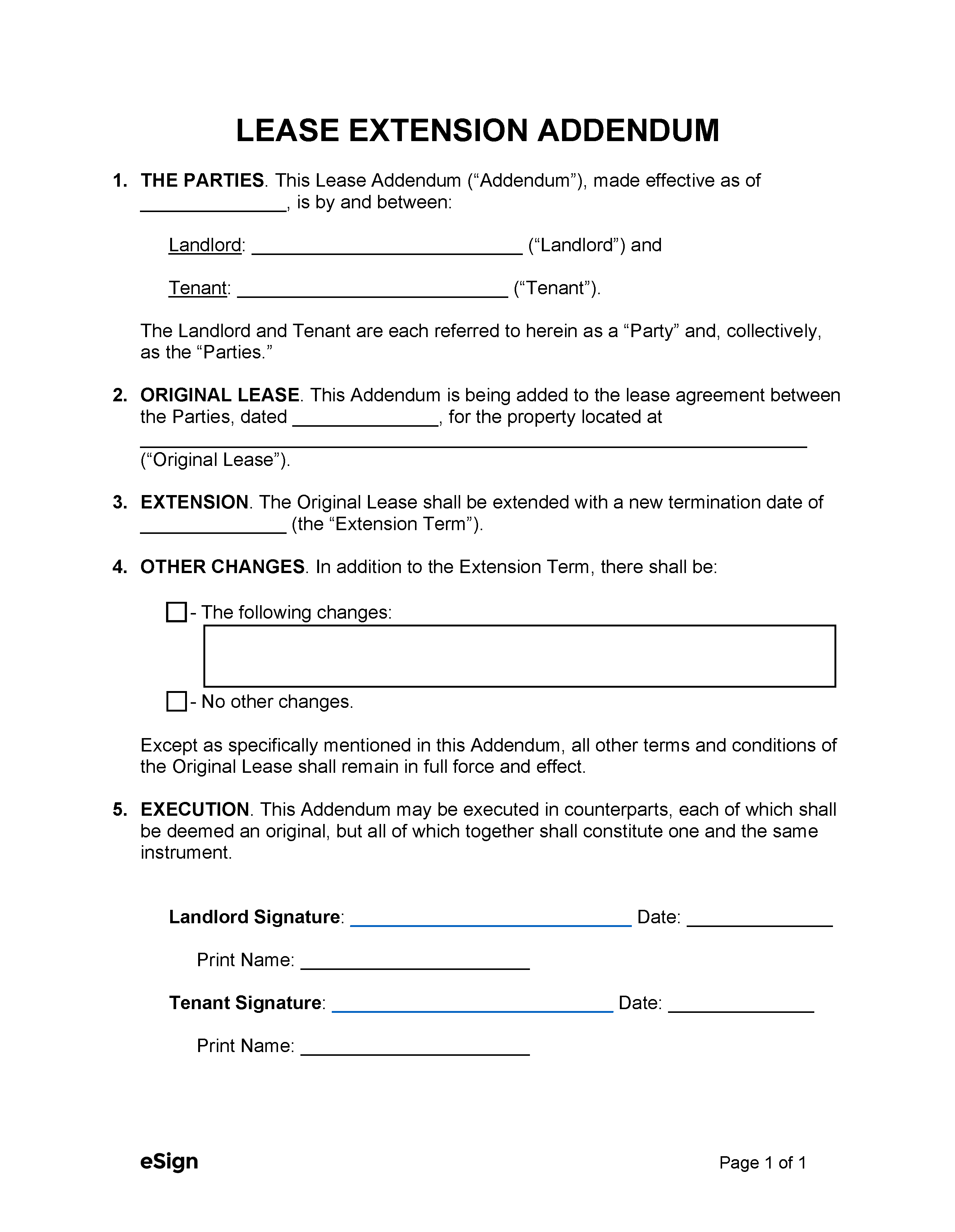 Addendum To Lease Agreement Template