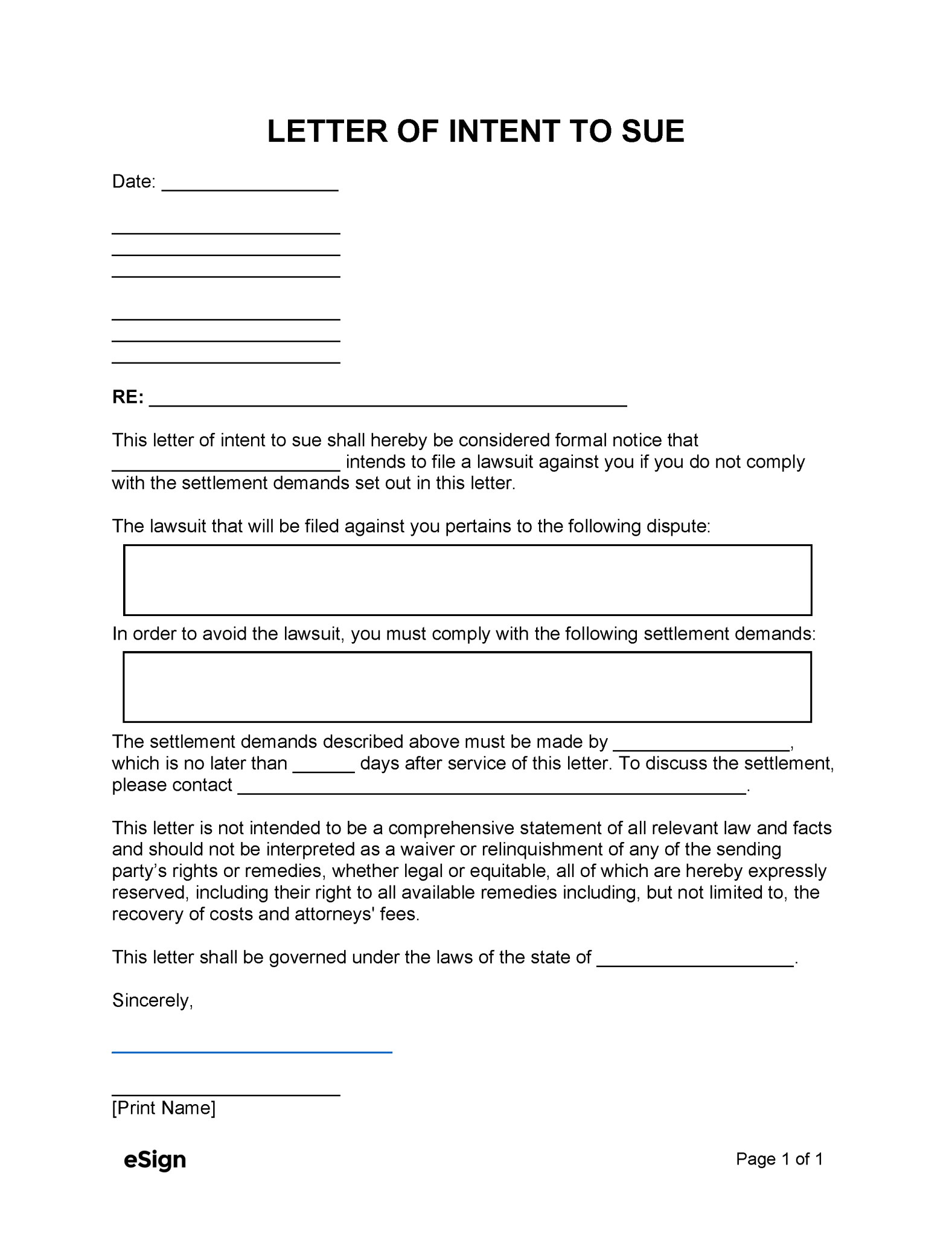 Letter Of Intent To Sue Template Download Printable P vrogue.co