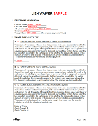 Free Lien Waiver Forms | PDF | Word